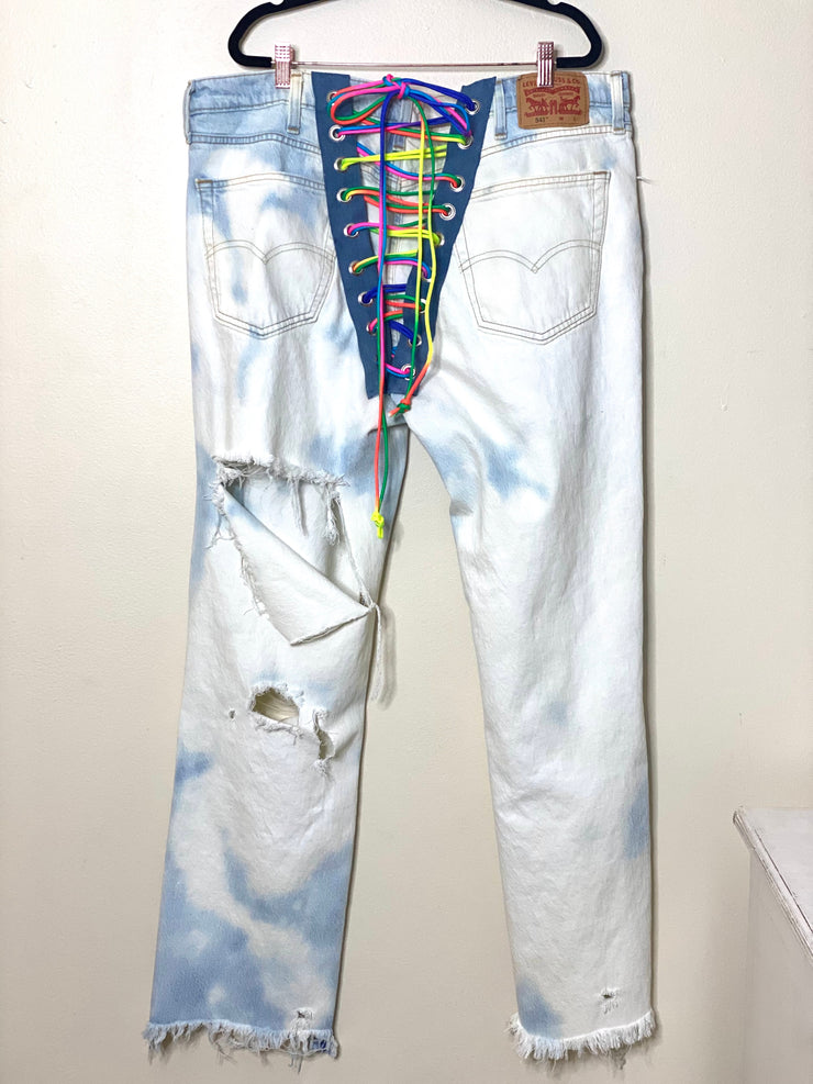 Levis Vintage Boho Jeans Denim Festival Outfit Chic Upcycled Streetsyle Womens Sustainable Hip Hop Party Pride Month