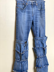 Levis Vintage Upcycled Ruffle Sustainable Fashion Festival Boho Denim Jeans