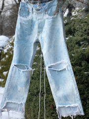 Levis Vintage Upcycled Lace Sustainable Fashion Festival Boho Denim Jeans