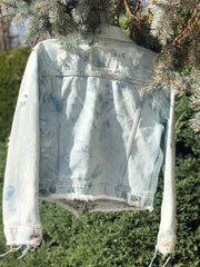 Levis Vintage Upcycled Sustainable Fashion Festival Boho Speckled Denim Jacket